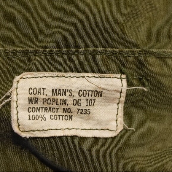 Vietnam Era Field Jacket Vintage 70s Coat S USA Military OG-107 Poplin Cotton - Picture 10 of 13